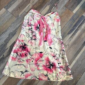 Pink and white floral slip dress| Nighty | Y2K | Babydoll